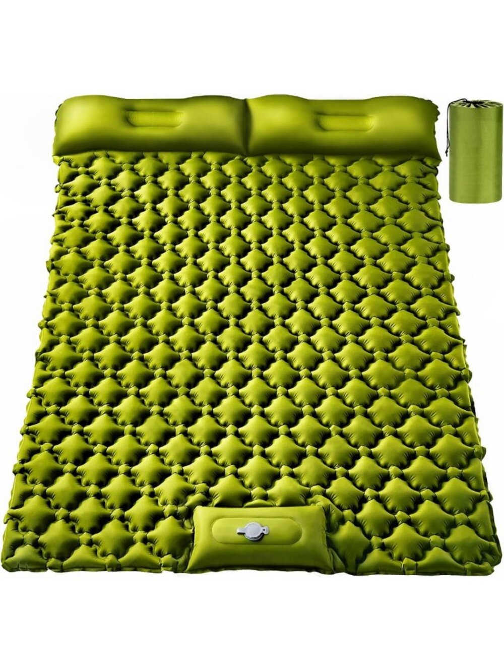 Extra-Thick Double Sleeping Pad with Pillow - 4" Camping Mat for Comfort